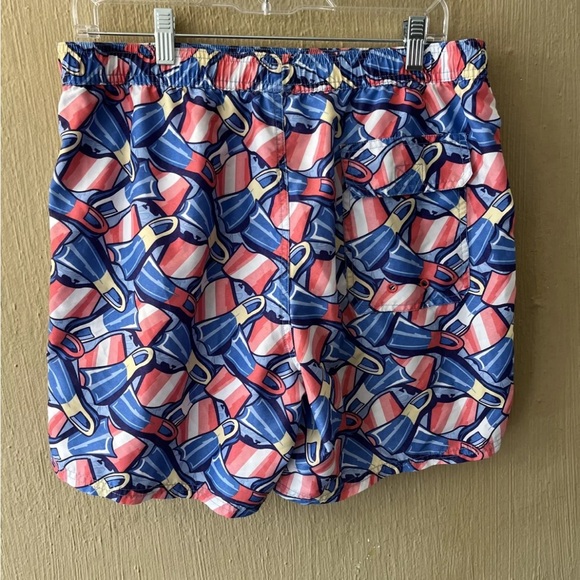 Vineyard Vines Linear Tropics Chappy Trunks Mens Medium Pink Blue Swim Shorts - Picture 6 of 9